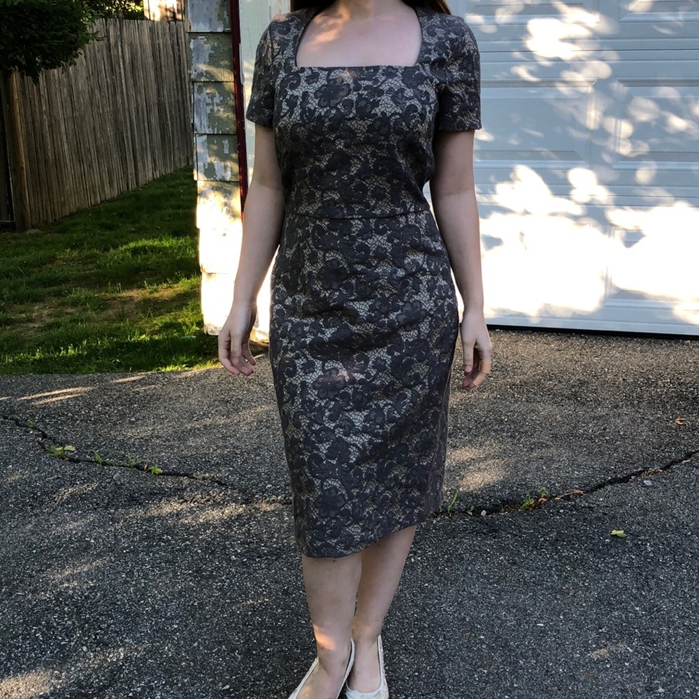 - Banana Republic Brown Lace Cap Sleeve Dress